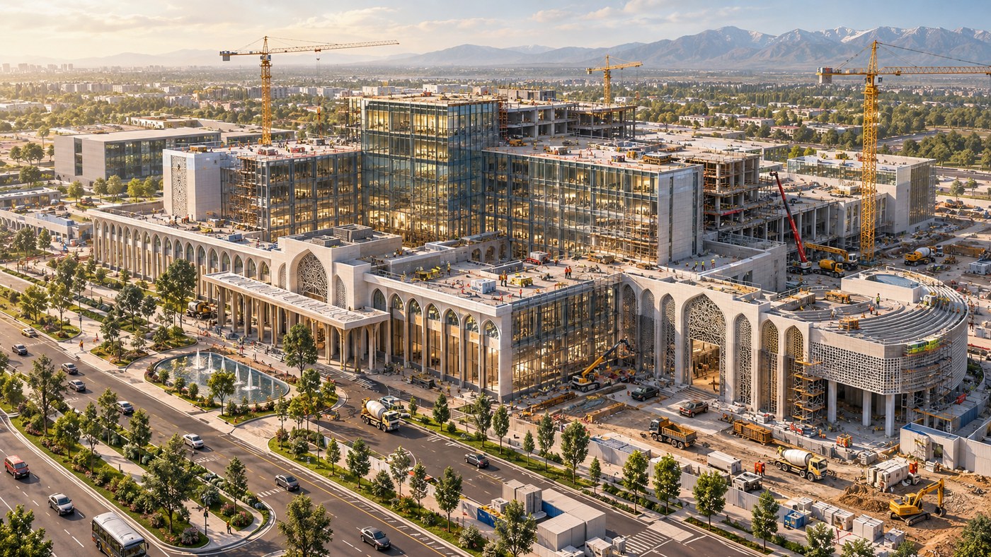 The hospital under construction